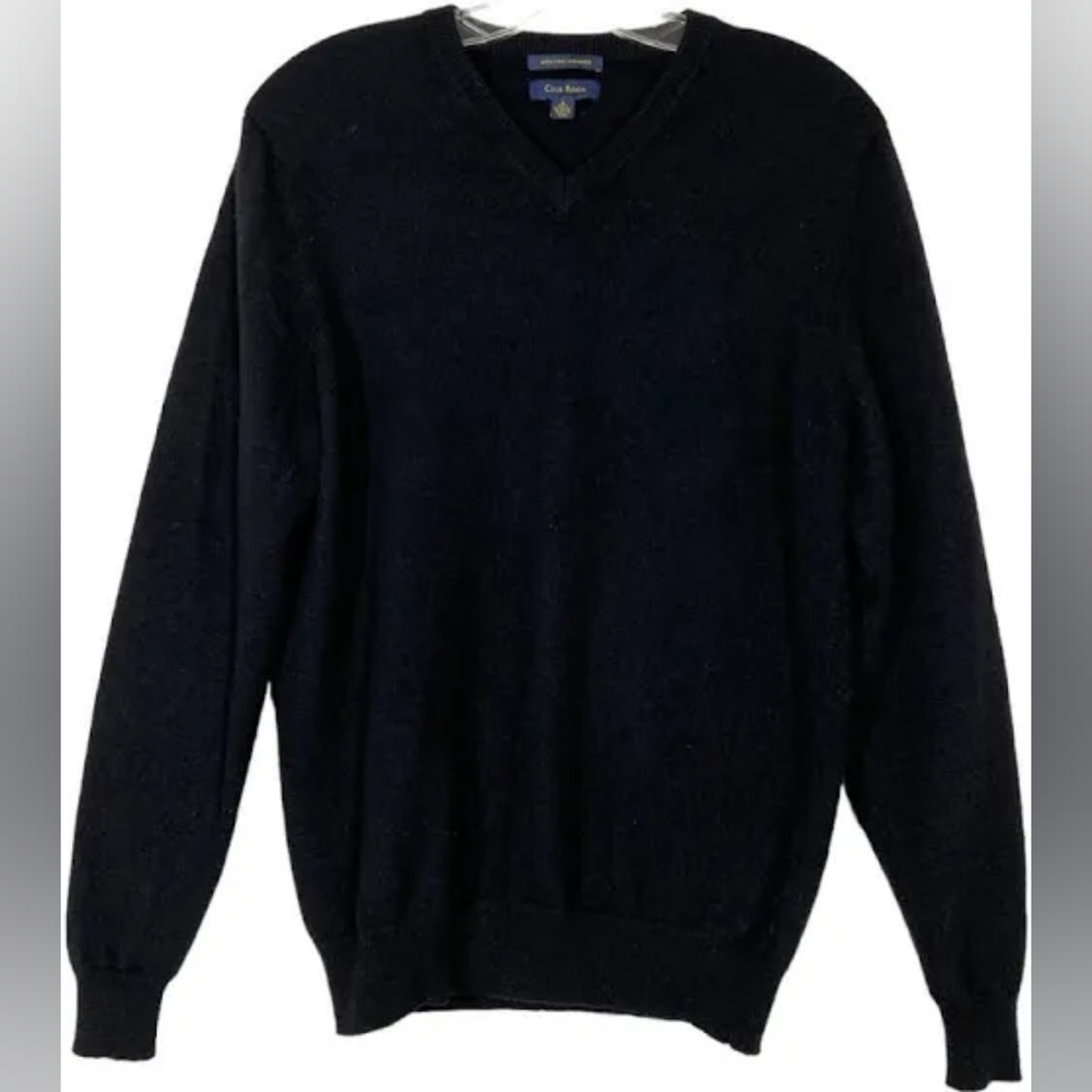 Men's Black Cashmere Sweater, Medium